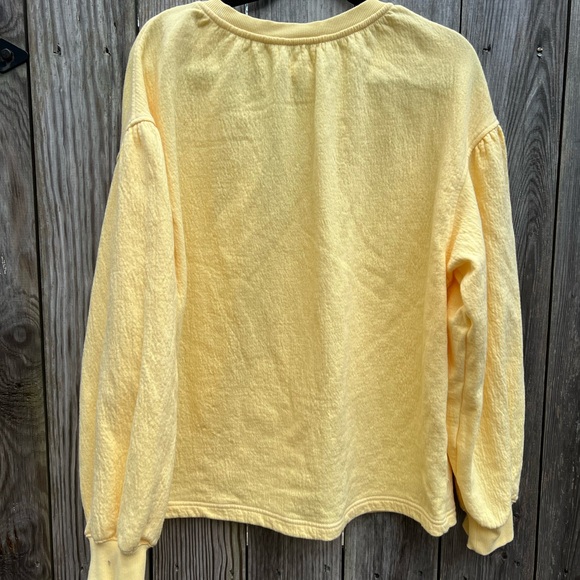 AERIE Easy Street Yellow Cotton Relaxed Fit V Neck Sweatshirt Women’s Small - Picture 12 of 13